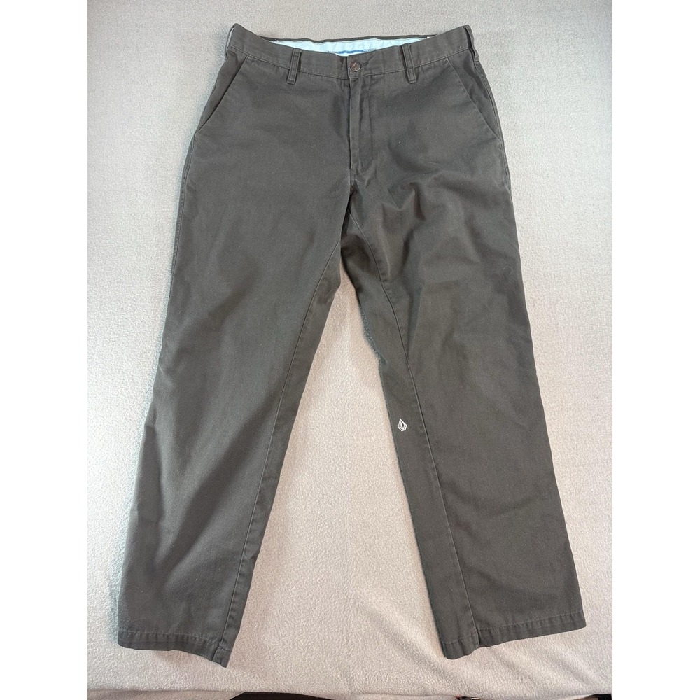 Volcom Pants Mens 34x29 Gray Relaxed Fit Canvas Chino Weirdo Straight Leg Casual